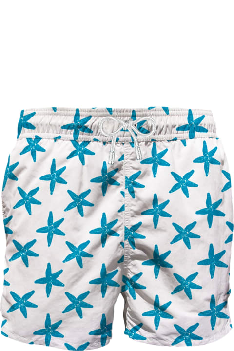 Fashion for Men MC2 Saint Barth Man Swim Shorts With Seastar Flocked Print