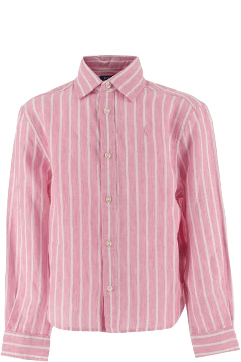Ralph Lauren Shirts for Girls Ralph Lauren Linen Striped Shirt With Logo