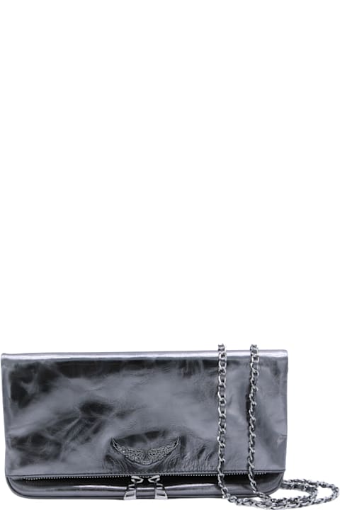Zadig & Voltaire for Men Zadig & Voltaire Silver Leather Rock Vintage Metal Shoulder Bag