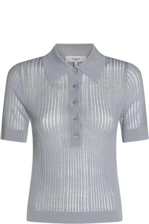 الملابس لـ السيدات Chloé Blue Polo Shirt