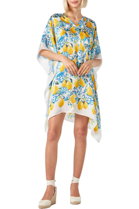 Homeware MC2 Saint Barth Lemons And Maiolica Print Silk Caftan