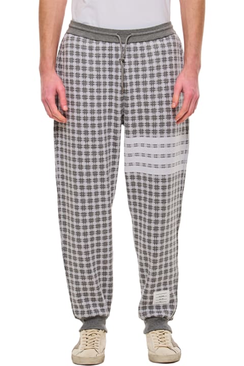 Thom Browne Pants for Men Thom Browne Check 4 Bar Cotton Sweatpants