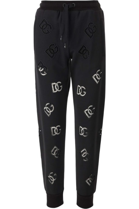 ウィメンズ Dolce & Gabbanaのフリース＆ラウンジウェア Dolce & Gabbana Cotton Blend Jersey Pants With Cut Out Embroidery