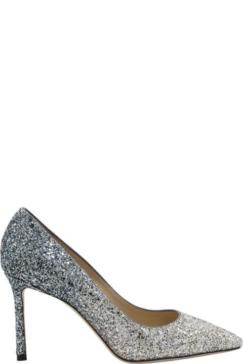 Jimmy Choo High-Heeled Shoes for Women Jimmy Choo Silver And Dusk Blue Leather Romy Pumps