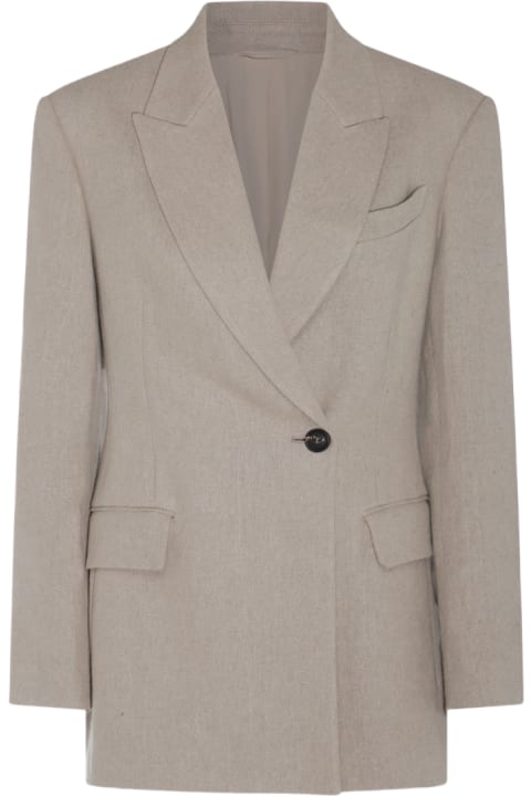 Brunello Cucinelli Coats & Jackets for Women Brunello Cucinelli Beige Linen Blazer