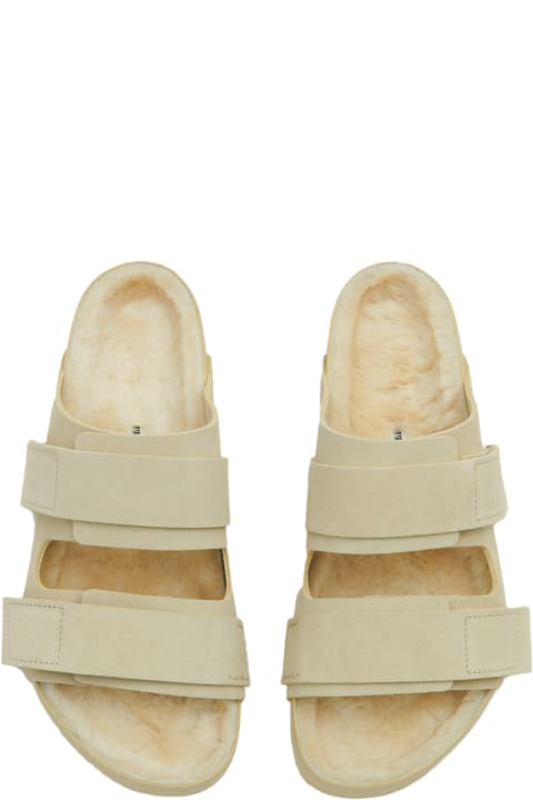 Birkenstock Flat Shoes for Women Birkenstock Uji Suede And Leather Slippers