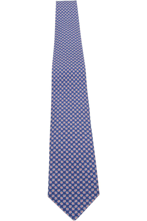 メンズ ネクタイ Ferragamo Navy And Light Blue Silk Tie