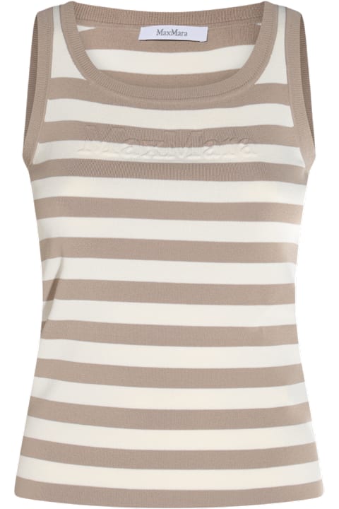 Max Mara for Women Max Mara White And Beige Cotton Pentola Top
