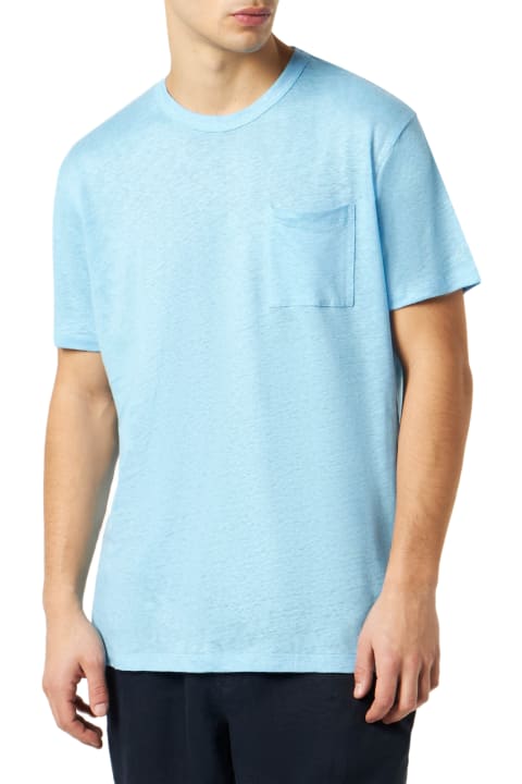 Homeware MC2 Saint Barth Man Light Blue Linen Jersey T-shirt