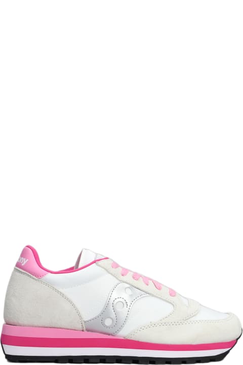 Saucony Wedges for Women Saucony Jazz Triple Sneakers In White Suede And Fabric