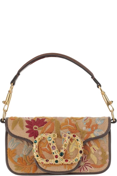 Homeware Valentino Garavani Valentino Garavani Locò Embroidered Small Shoulder Bag With Jewel Logo