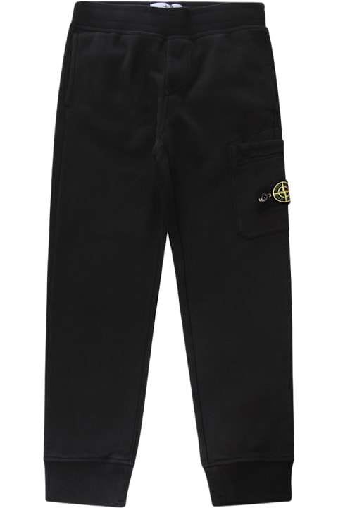 Stone Island Bottoms for Boys Stone Island Black Cotton Pants