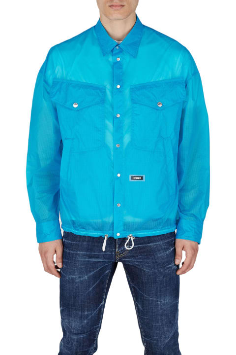 Dsquared2 Shirts for Men Dsquared2 Light Blue Nylon Jacket