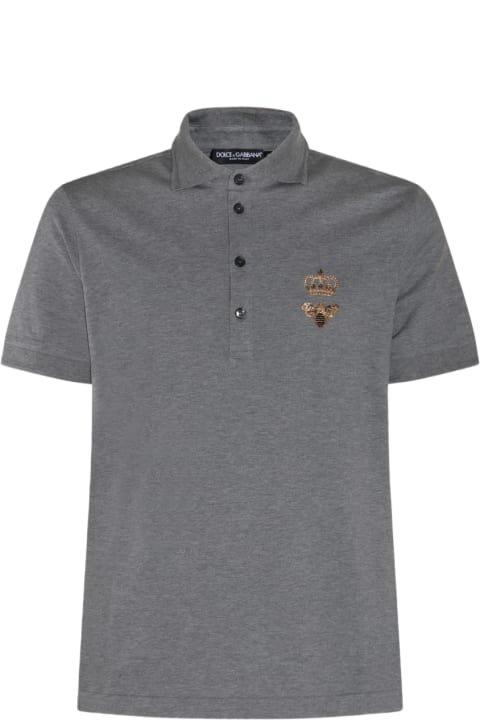 Dolce & Gabbana Clothing for Men Dolce & Gabbana Grey Cotton Blend Polo Shirt