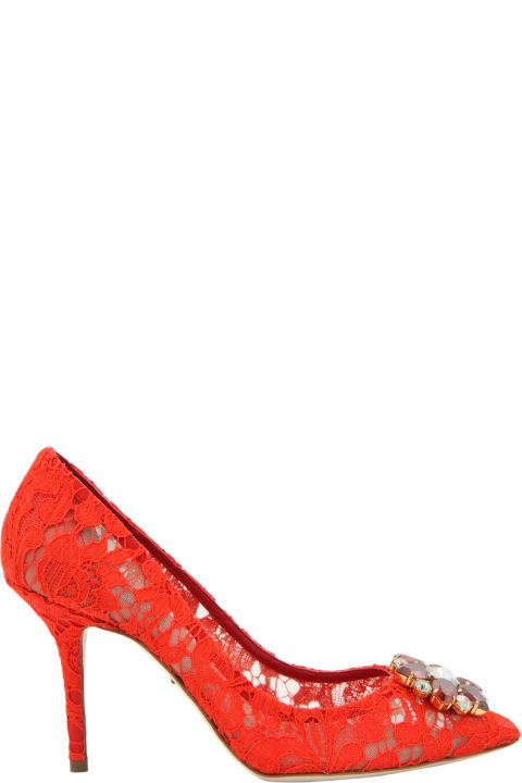 Dolce & Gabbana Shoes for Women Dolce & Gabbana Red Lace Bellucci Taormina Pumps