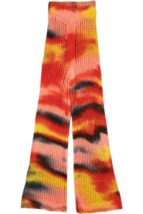 Laneus Pants & Shorts for Women Laneus Mesh Multicolor Pants Woman Multicolour tie-dye crochet flared pant - Mesh Multicolor Pants