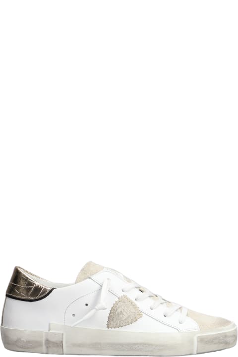 Philippe Model for Women Philippe Model Prsx Low Sneakers In White Suede And Leather