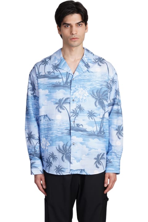 メンズ Palm Angelsのシャツ Palm Angels Shirt In Blue Linen