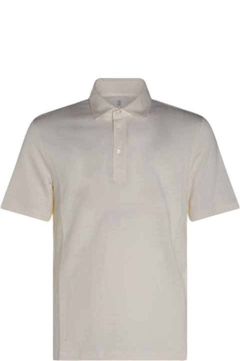 ملابس علوية لـ القسم الرجالي Brunello Cucinelli White Cotton Polo Shirt