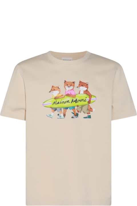 Maison Kitsuné Topwear for Men Maison Kitsuné Beige Cotton T-shirt