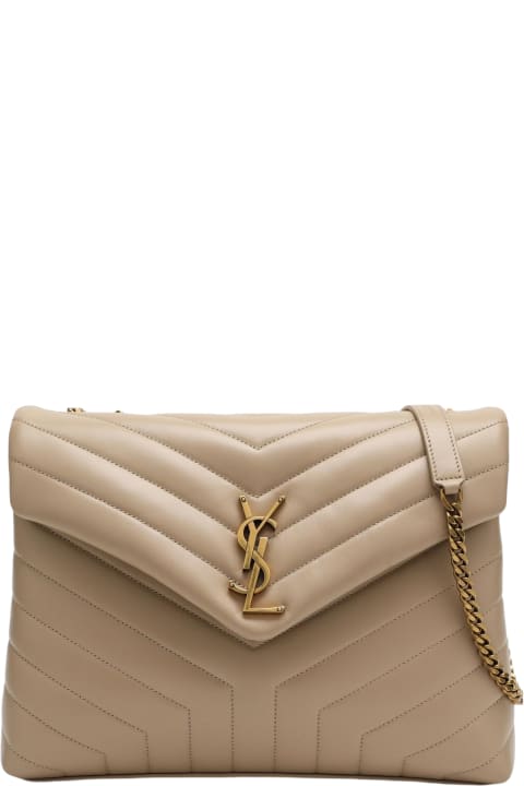 Shoulder Bags for Women Saint Laurent Beige\/gold Medium Loulou Bag