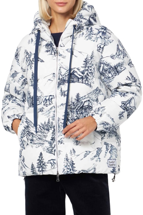 MC2 Saint Barth for Kids MC2 Saint Barth Woman Hooded Down Padded Jacket With Toile De Jouy Print