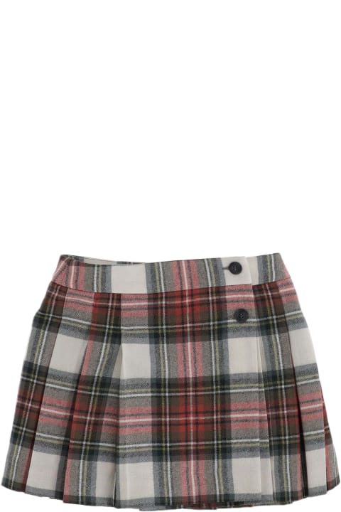 Bonpoint for Girls Bonpoint Pleated Wool Check Pattern Skirt
