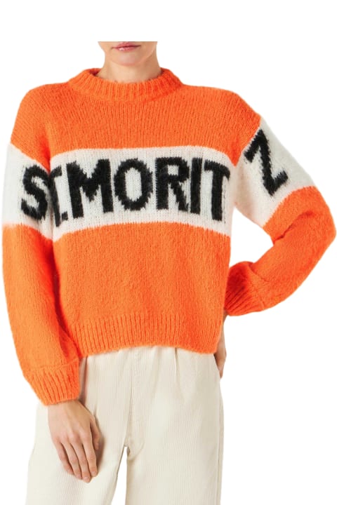 Homeware MC2 Saint Barth Woman Fluo Orange Brushed Crewneck Sweater