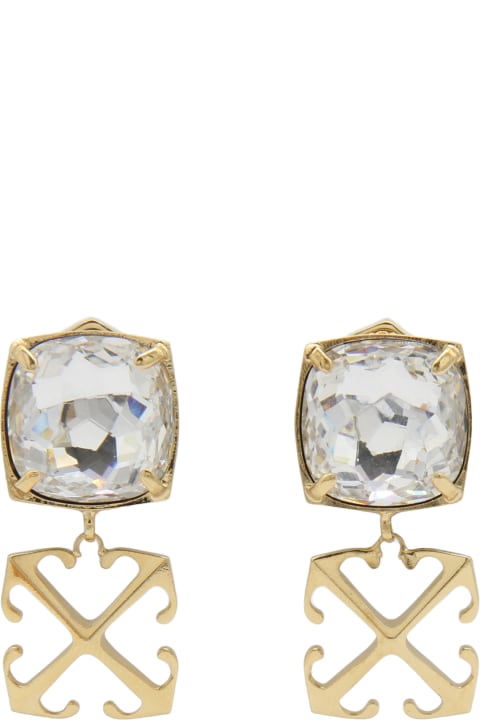 ウィメンズ Off-Whiteのイヤリング Off-White Gold Brass And Crystal Arrows Earrings