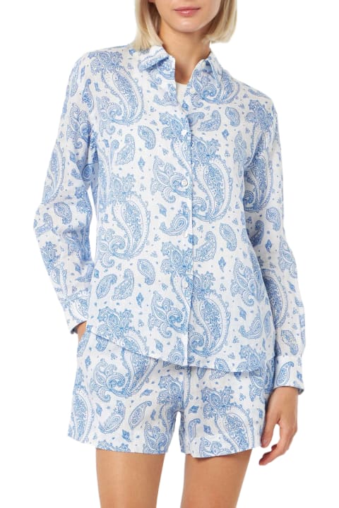 Homeware MC2 Saint Barth Woman Paisley Linen Classic Shirt Meredith