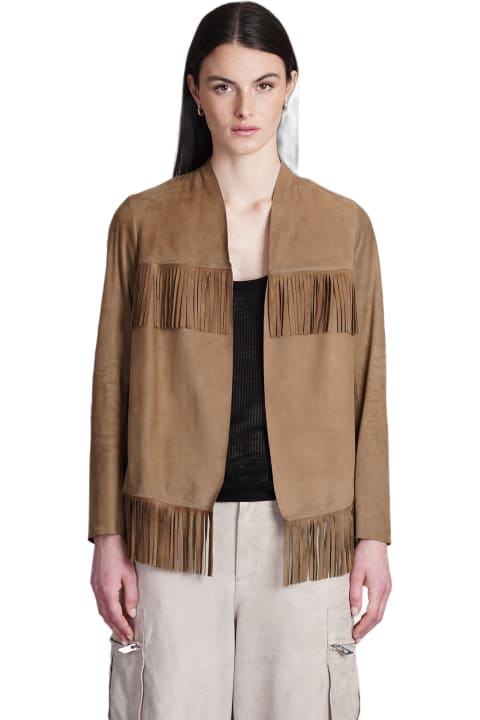 Coats & Jackets for Women Salvatore Santoro Leather Jacket In Beige Suede