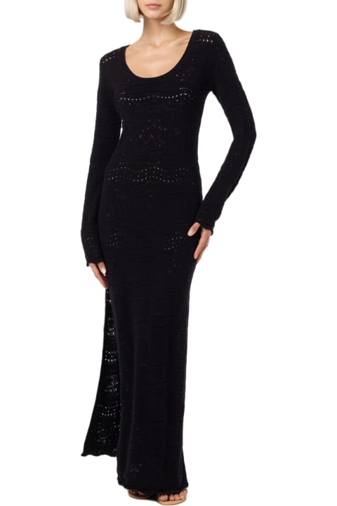 Homeware MC2 Saint Barth Black Woman Cotton Knit Midi Dress