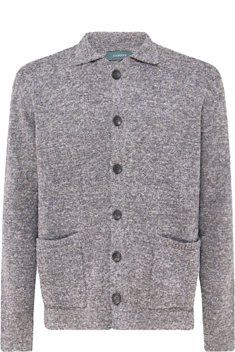 Zanone Sweaters for Men Zanone Grey Virgin Wool Blend Cardigan