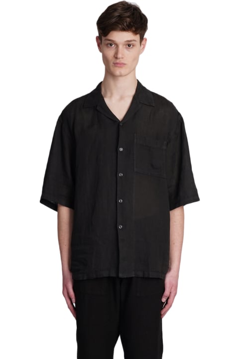 120% Lino Shirts for Men 120% Lino Shirt In Black Linen