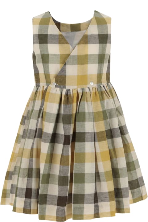 Dresses for Girls Bonpoint Linen And Cotton Dress With Check Pattern