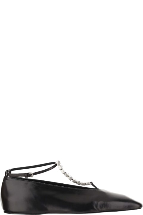 Jil Sander Laced Shoes for Women Jil Sander Black Leather Ballerinas