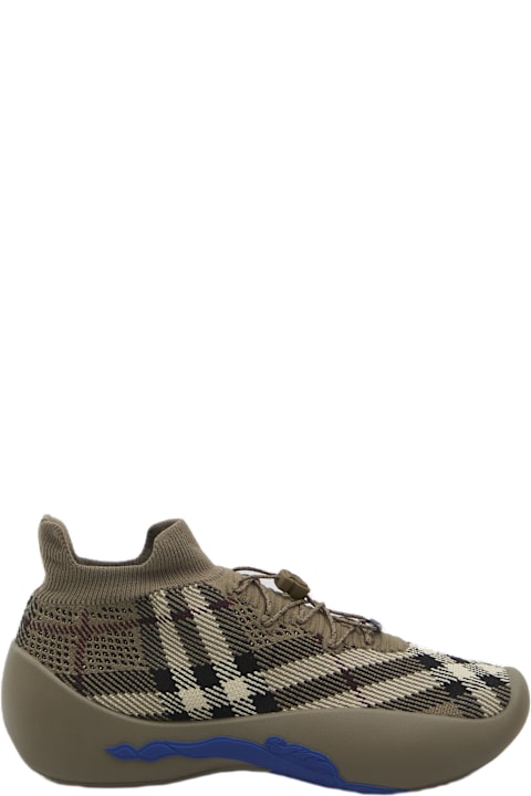 スニーカー BURBERRY NEPTUNE SNEAKERS IN CHECK KNIT Check Knit Neptune Sneakers in Sand - Men | Burberry® Official