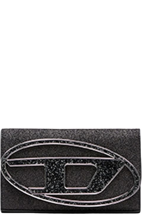 ウィメンズ Dieselの財布 Diesel 1dr 1dr Wallet Strap Sparkly Black Purse With Shoulder Strap - 1dr Wallet Strap