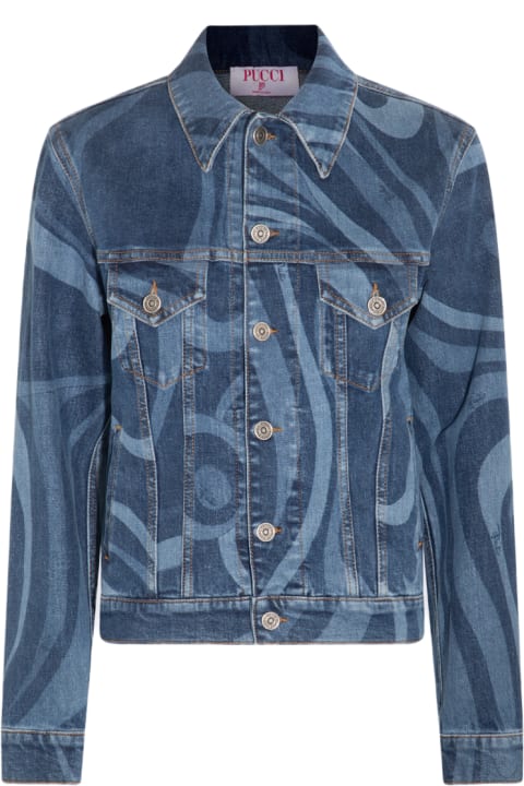 Jeans for Women Pucci Light And Dark Blue Cotton Blend Denim Jacket