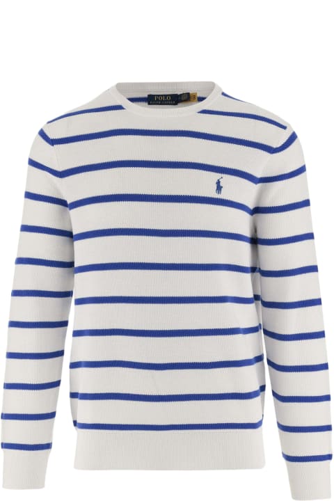 Cotton Pullover With Striped Pattern And Logo
