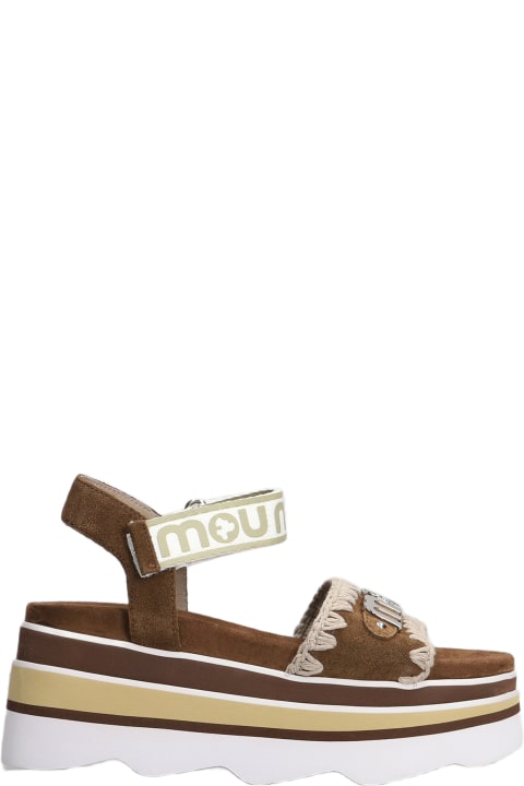 Mou Sandals for Women Mou Eva Wedge Wedges In Brown Suede