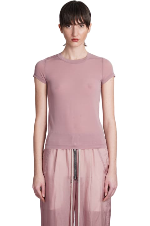 Topwear for Women Rick Owens Cropped Level T T-shirt In Rose-pink Polyamide Polyester