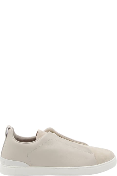 Zegna Sneakers for Men Zegna White Leather Slip On Sneakers