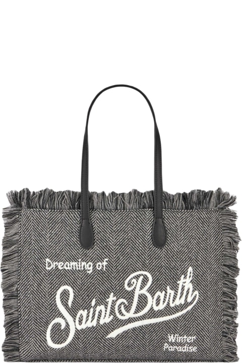 Homeware MC2 Saint Barth Donegal Vanity Fringed Shoulder Bag With Herringbone Pattern