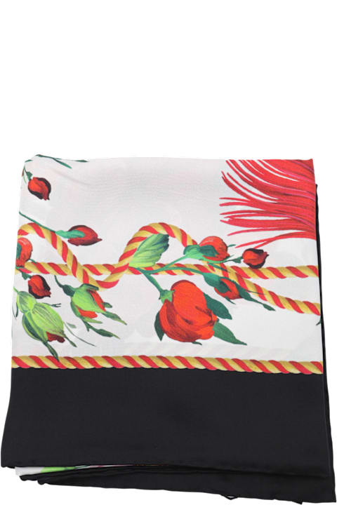 Dolce & Gabbana Scarves & Wraps for Women Dolce & Gabbana White And Multicolot Silk Scarves