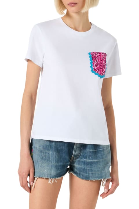 MC2 Saint Barth Topwear for Women MC2 Saint Barth Woman Cotton T-shirt With Bandanna Print Pocket