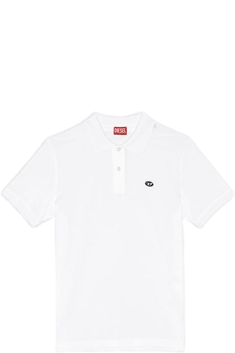 Diesel Topwear for Men Diesel T-smith-doval-pj White Polo Shirt With Oval D Logo Patch - T Smith Doval Pj