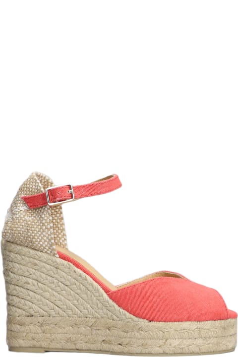 Shoes for Women Castañer Bianca-8ed-002 Wedges In Rose-pink Canvas