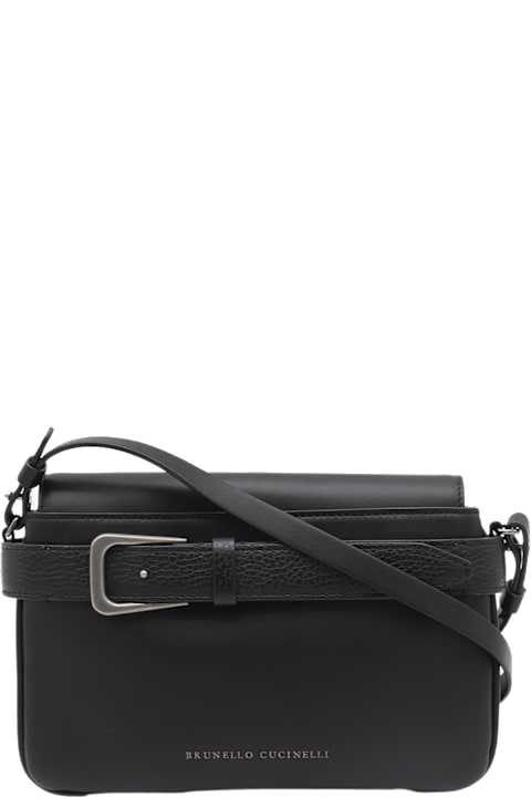Brunello Cucinelli Black Leather Crossbody Bag | italist
