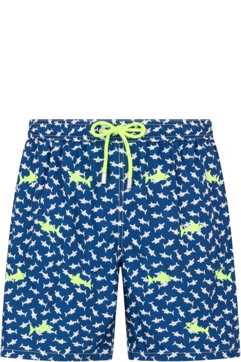 Homeware MC2 Saint Barth Man Lightweight Fabric Swim-shorts Lighting With Sharks Embroidery